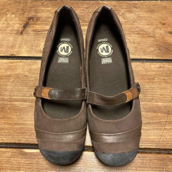 Merrell Eden Mary Jane MJ Strap Wedge Loafers Brown Size 7.5 Suede - Picture 1 of 9